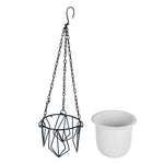 Metal Hanging Planter- Ivory & Black