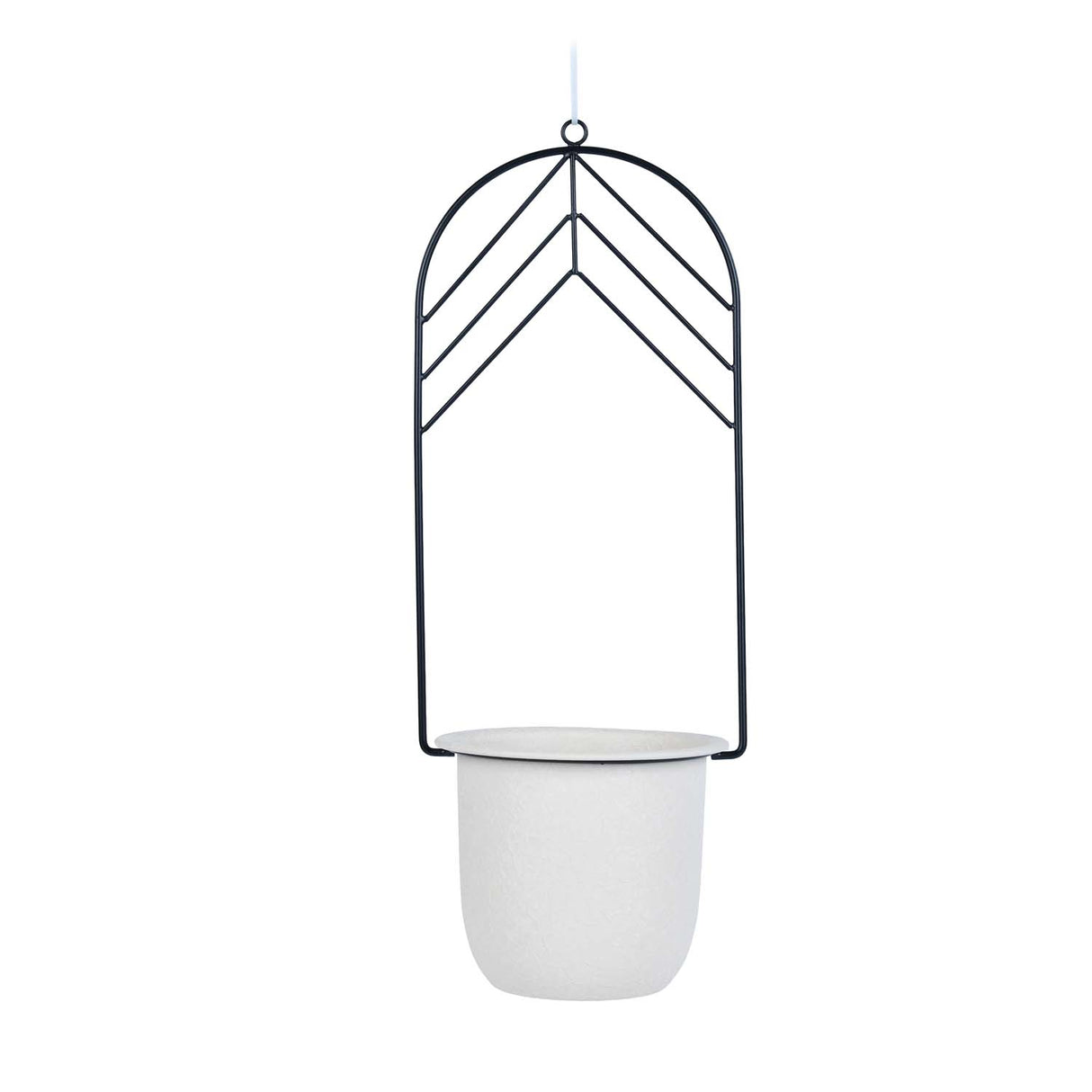 Elegant Dome Hanging Planter- Ivory & Black