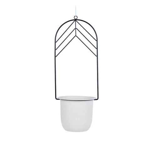 Elegant Dome Hanging Planter- Ivory & Black