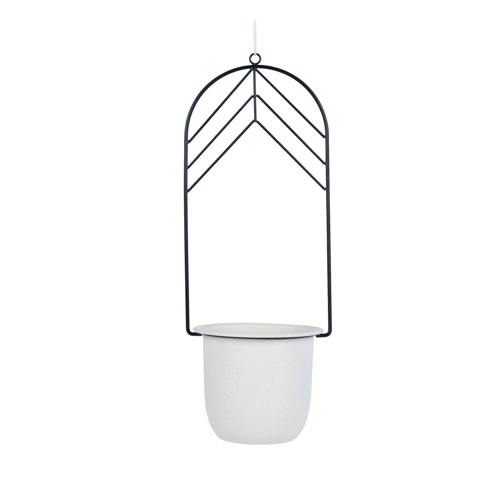 Elegant Dome Hanging Planter- Ivory & Black