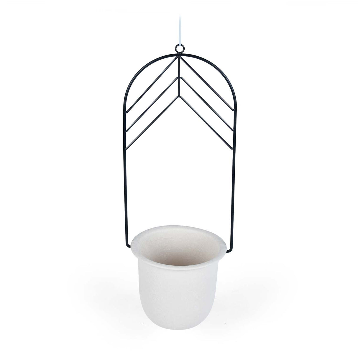 Elegant Dome Hanging Planter- Ivory & Black