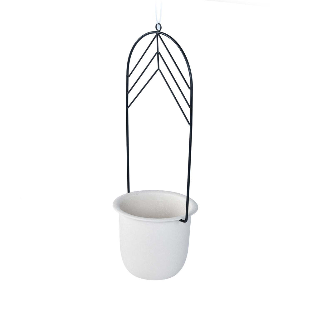 Elegant Dome Hanging Planter- Ivory & Black