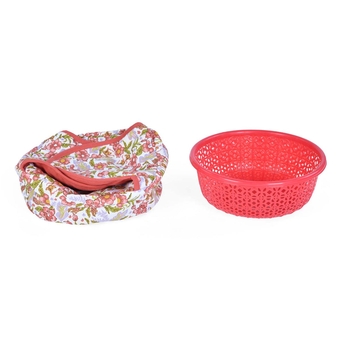 Floral Cotton Bread Basket- Multicolor