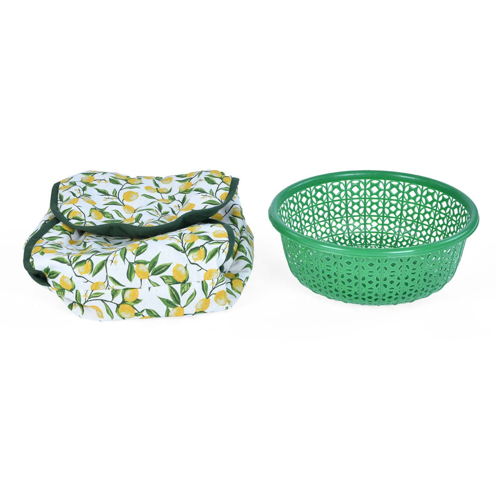 Lemon Lush Cotton Bread Basket- Multicolor