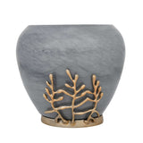 Decorative Broad Droplet Vase with Golden Branch Large - Gold