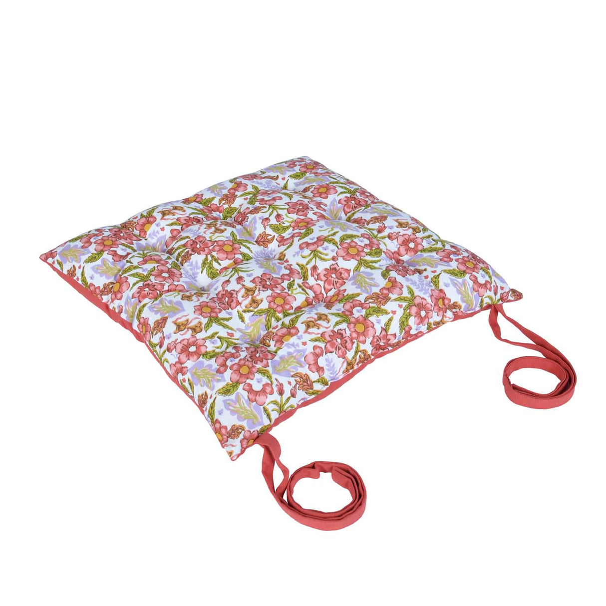 Floral Cotton Chair Pad- Multicolor