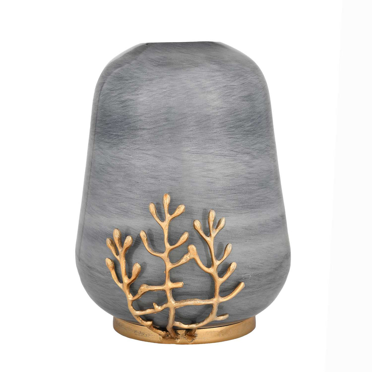 Decorative Droplet Vase with Golden Branch Large - Gold