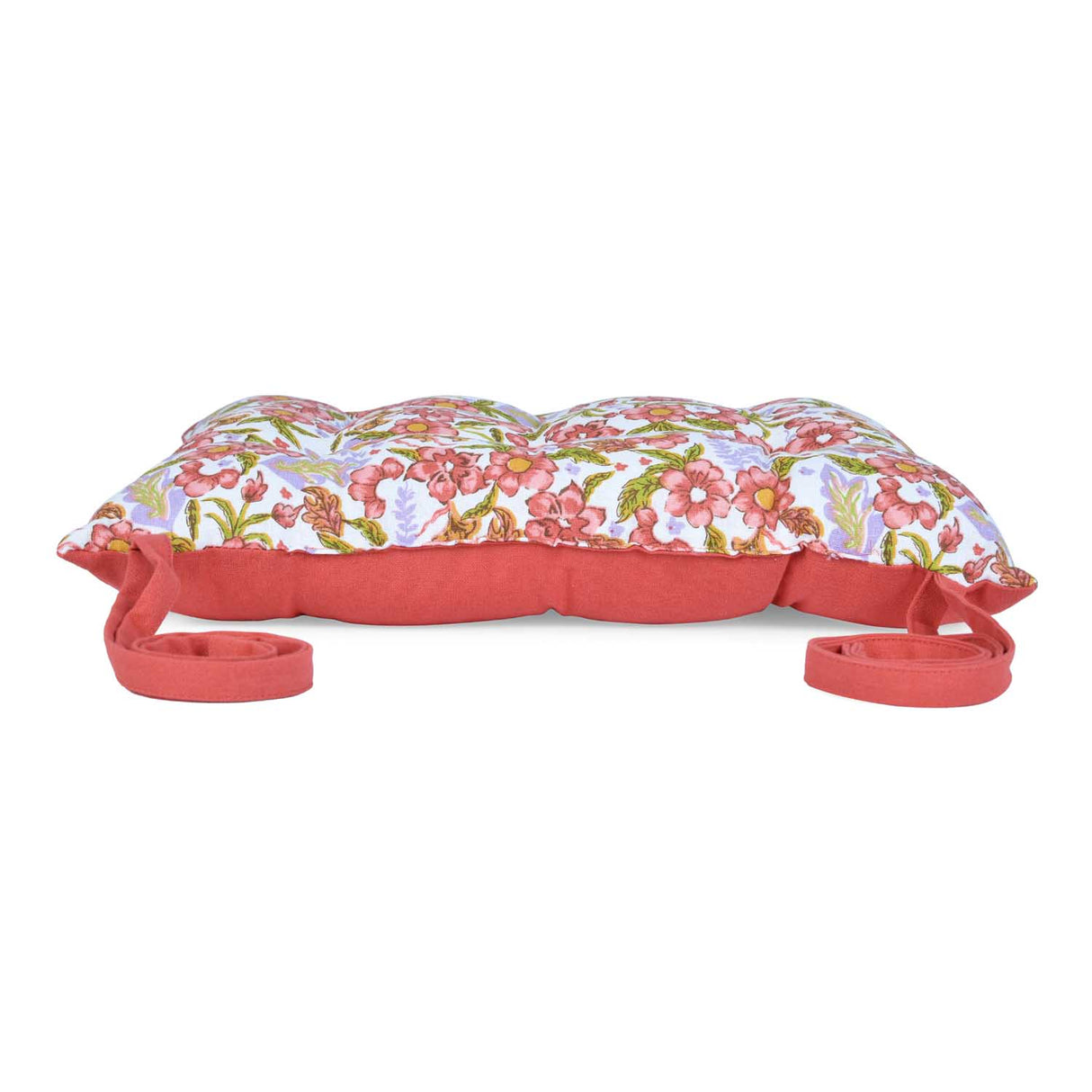 Floral Cotton Chair Pad- Multicolor