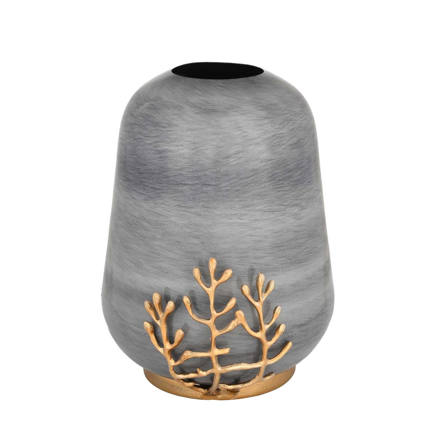 Decorative Droplet Vase with Golden Branch Large - Gold