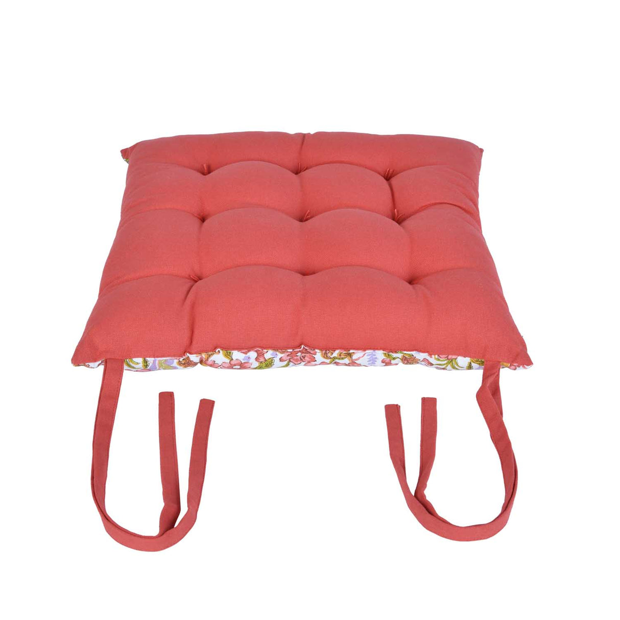 Floral Cotton Chair Pad- Multicolor