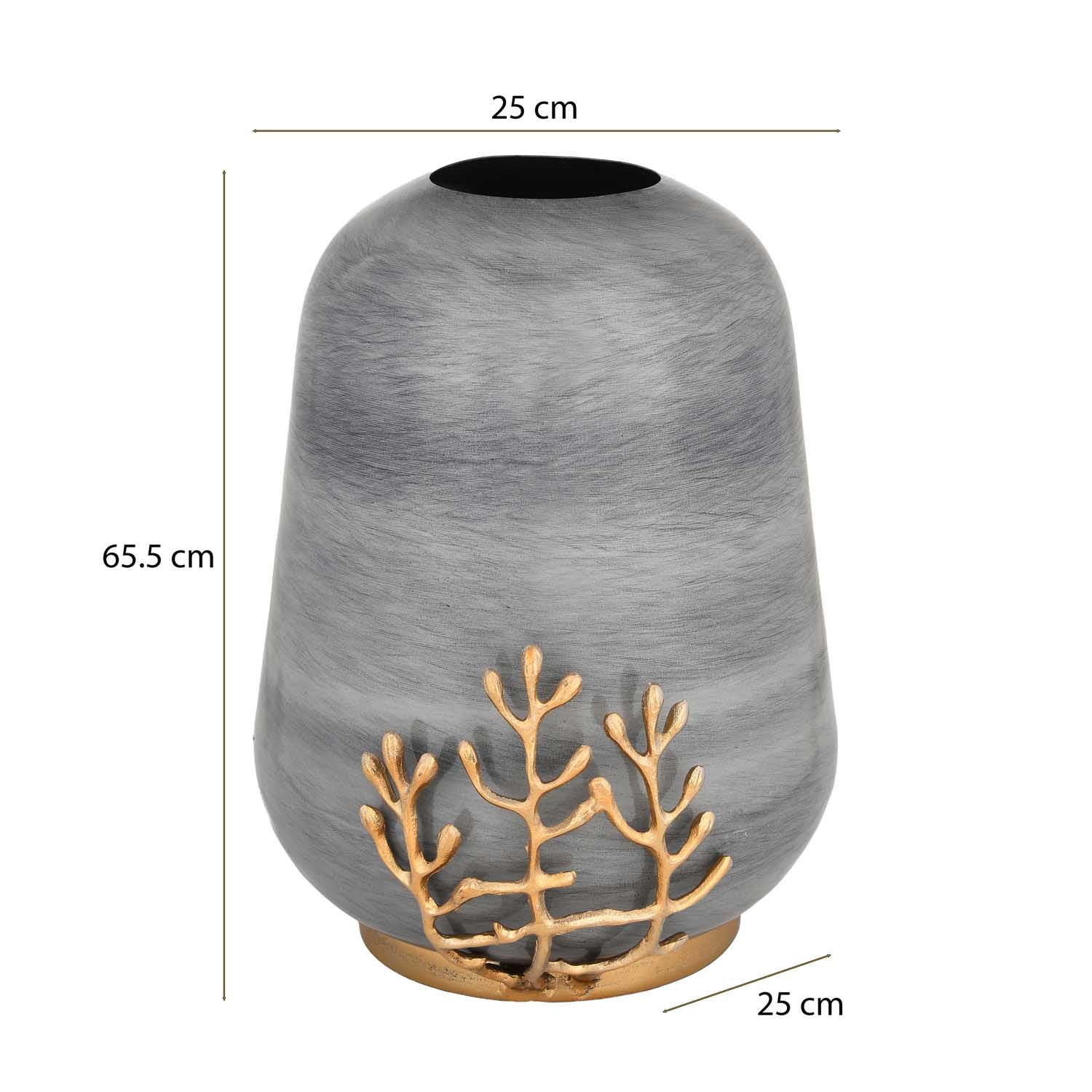 Decorative Droplet Vase with Golden Branch Large - Gold