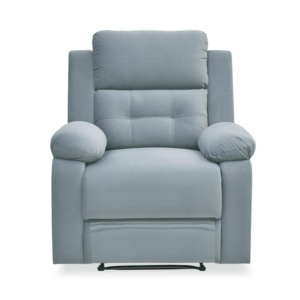 Derik 1 Seater Manual Recliner Sofa- Metallic Grey