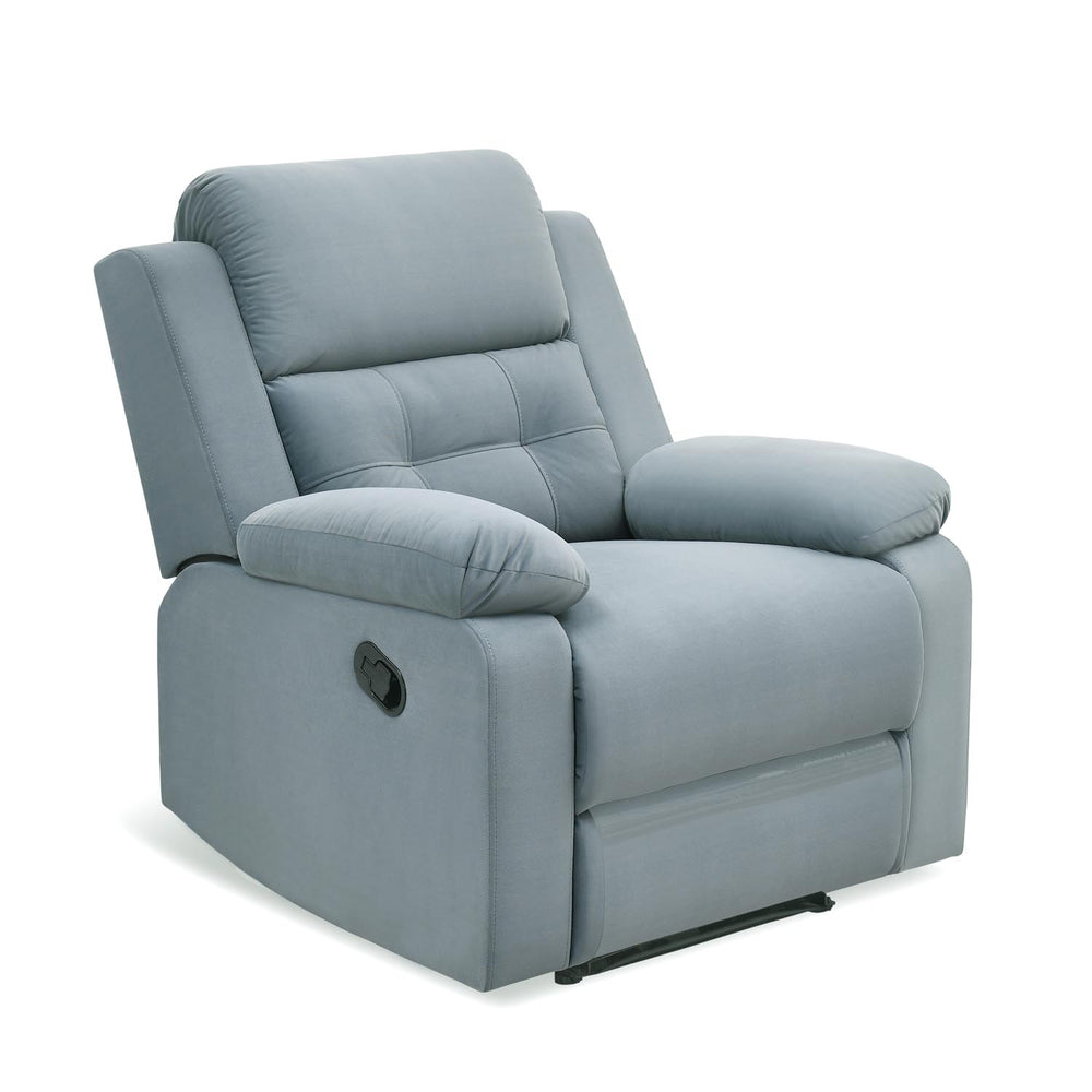 Derik 1 Seater Manual Recliner Sofa- Metallic Grey