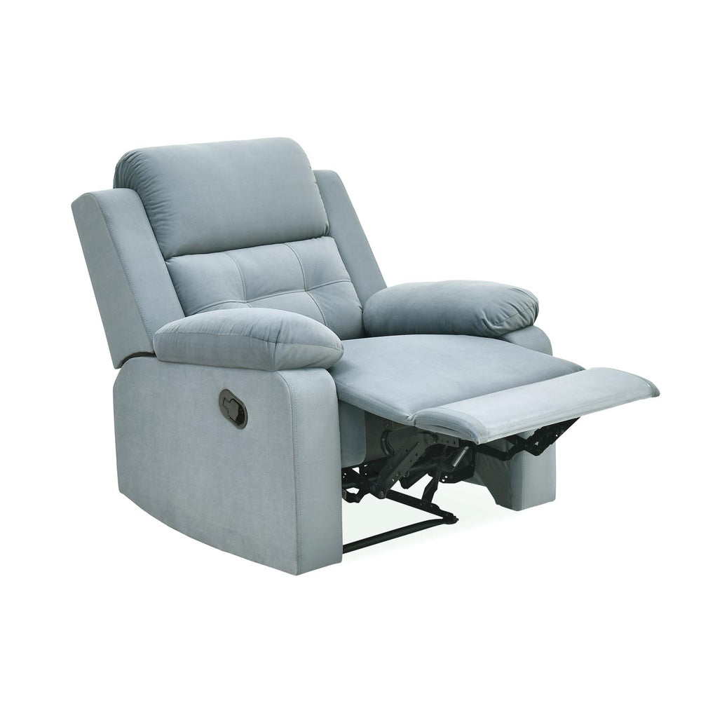 Derik 1 Seater Manual Recliner Sofa- Metallic Grey