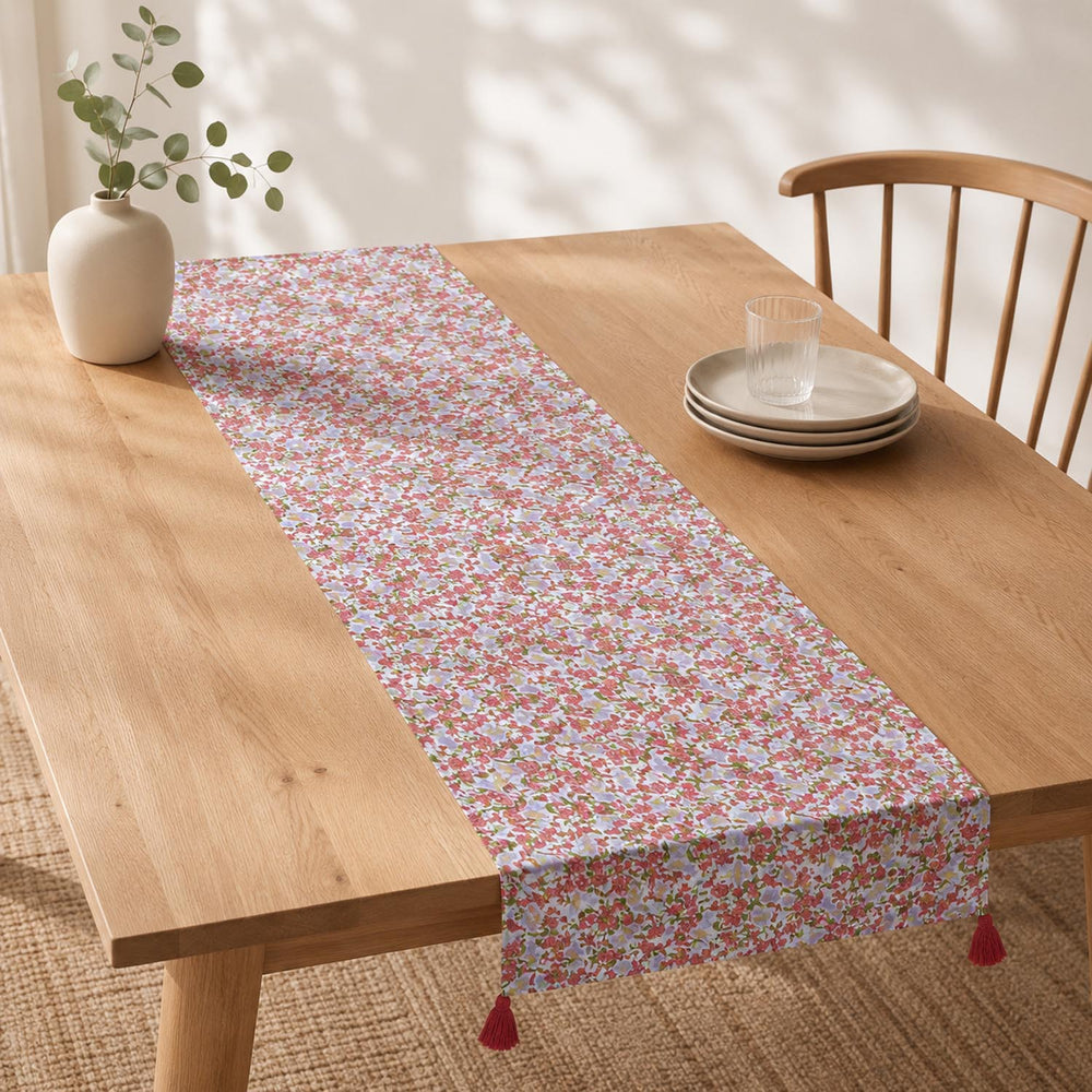 Floral Cotton Table Runner- Multicolor, 180 x 30 cm
