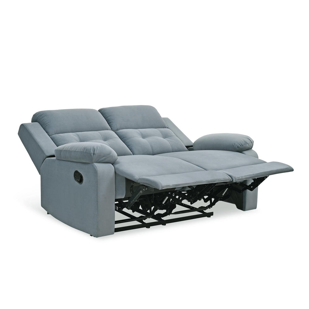 Derik 2 Seater Manual Recliner Sofa- Metallic Grey