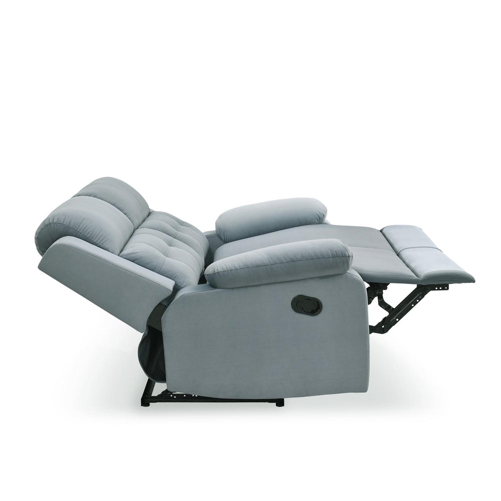 Derik 2 Seater Manual Recliner Sofa- Metallic Grey