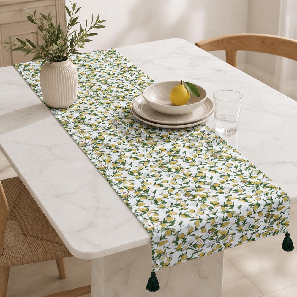 Lemon Lush Cotton Table Runner- Multicolor, 180 x 30 cm