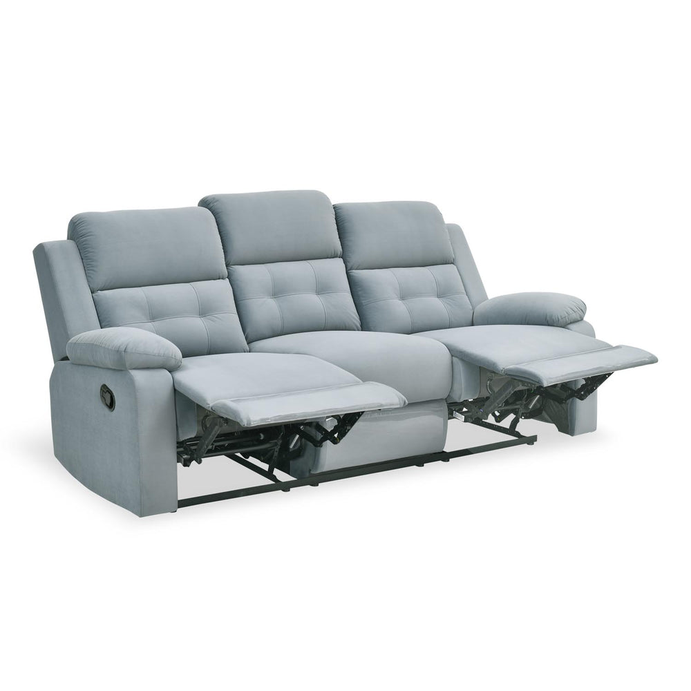 Derik 3 Seater Manual Recliner Sofa- Metallic Grey