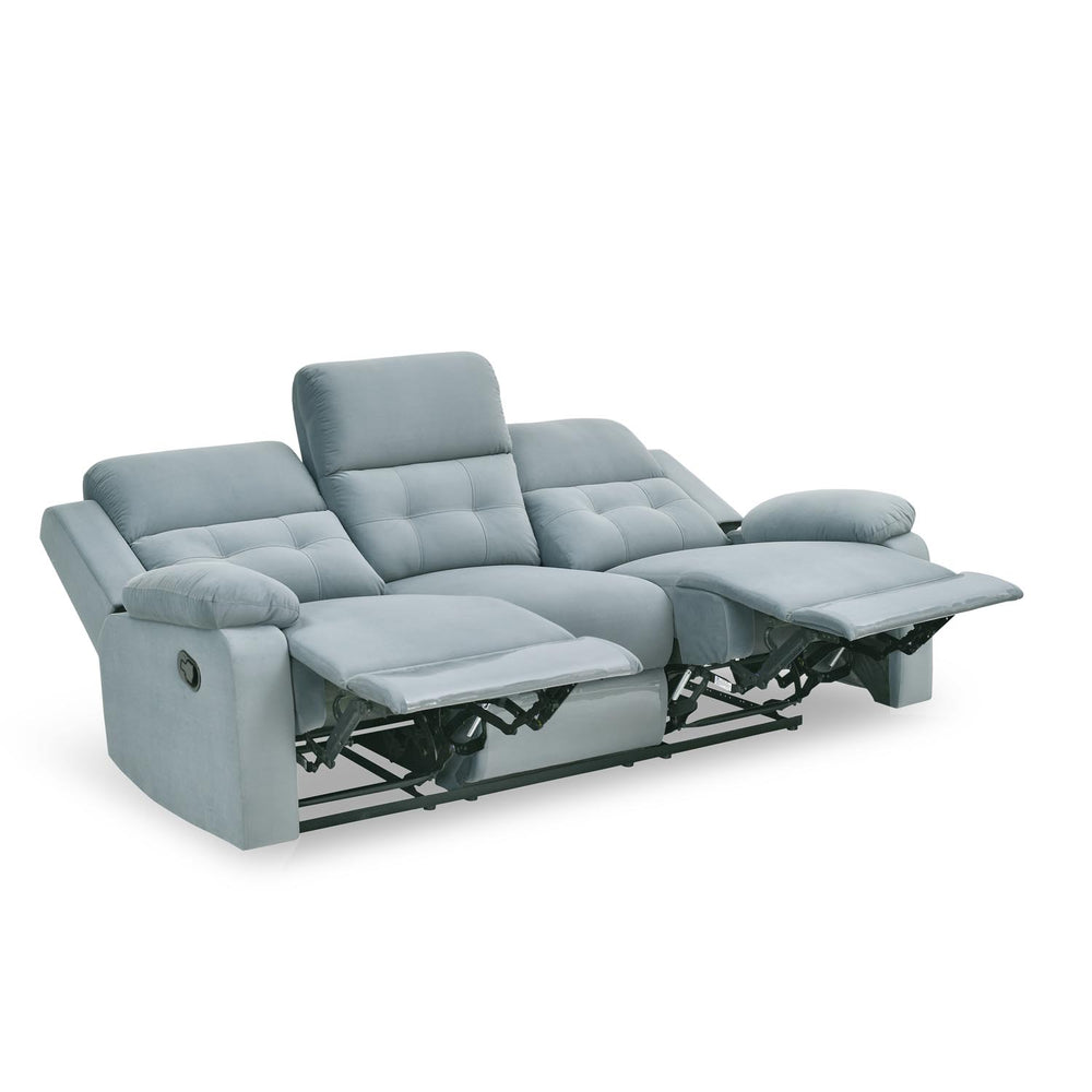 Derik 3 Seater Manual Recliner Sofa- Metallic Grey