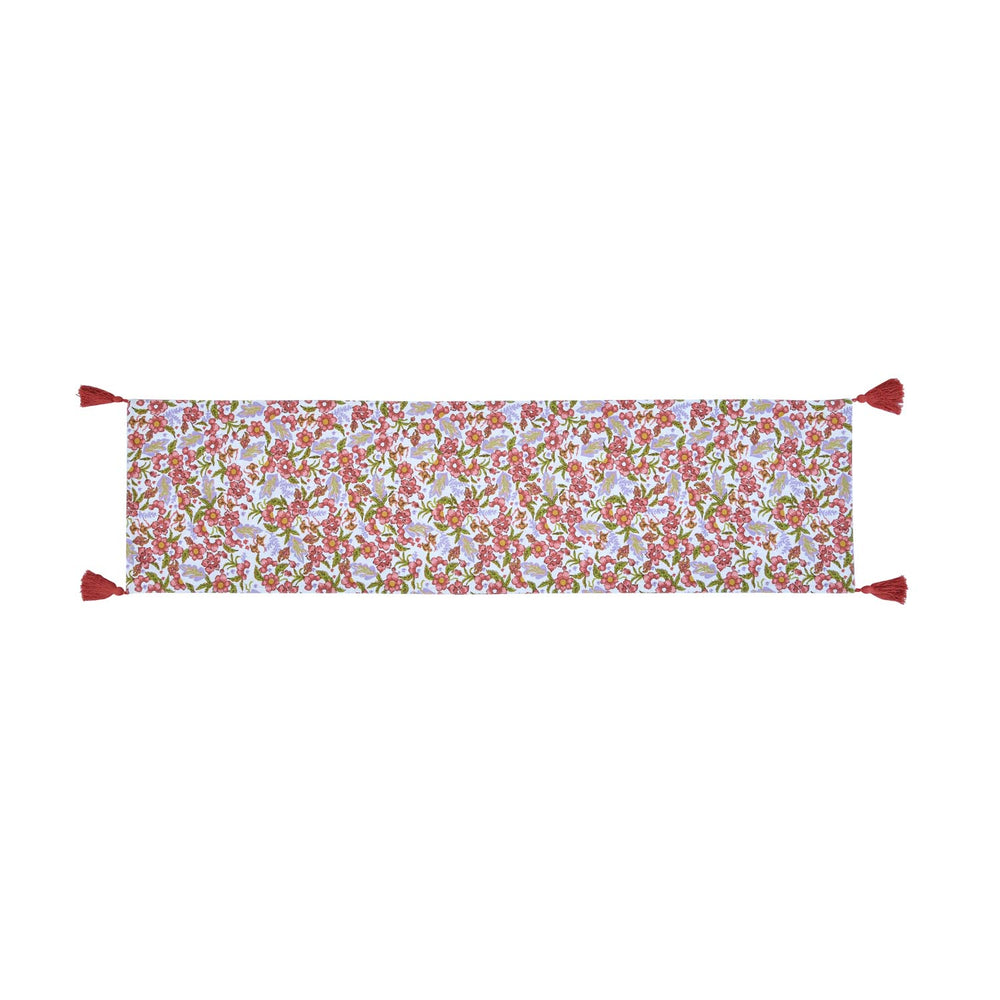 Floral Cotton Table Runner- Multicolor, 120 x 30 cm