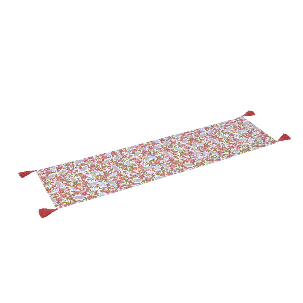 Floral Cotton Table Runner- Multicolor, 120 x 30 cm