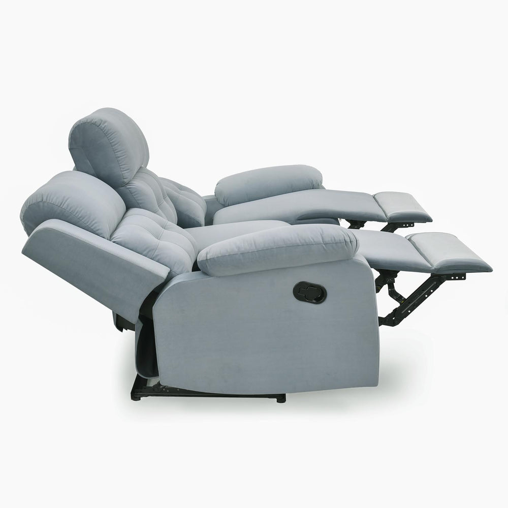 Derik 3 Seater Manual Recliner Sofa- Metallic Grey