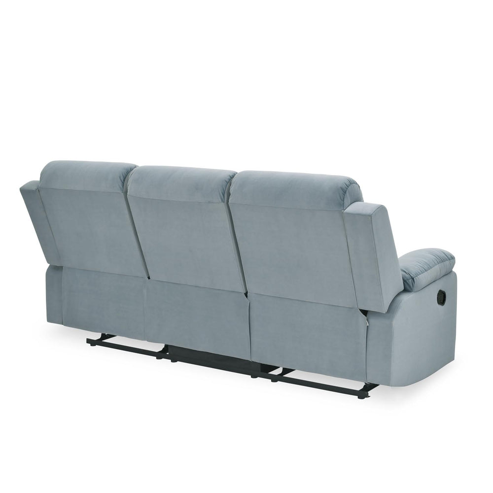 Derik 3 Seater Manual Recliner Sofa- Metallic Grey
