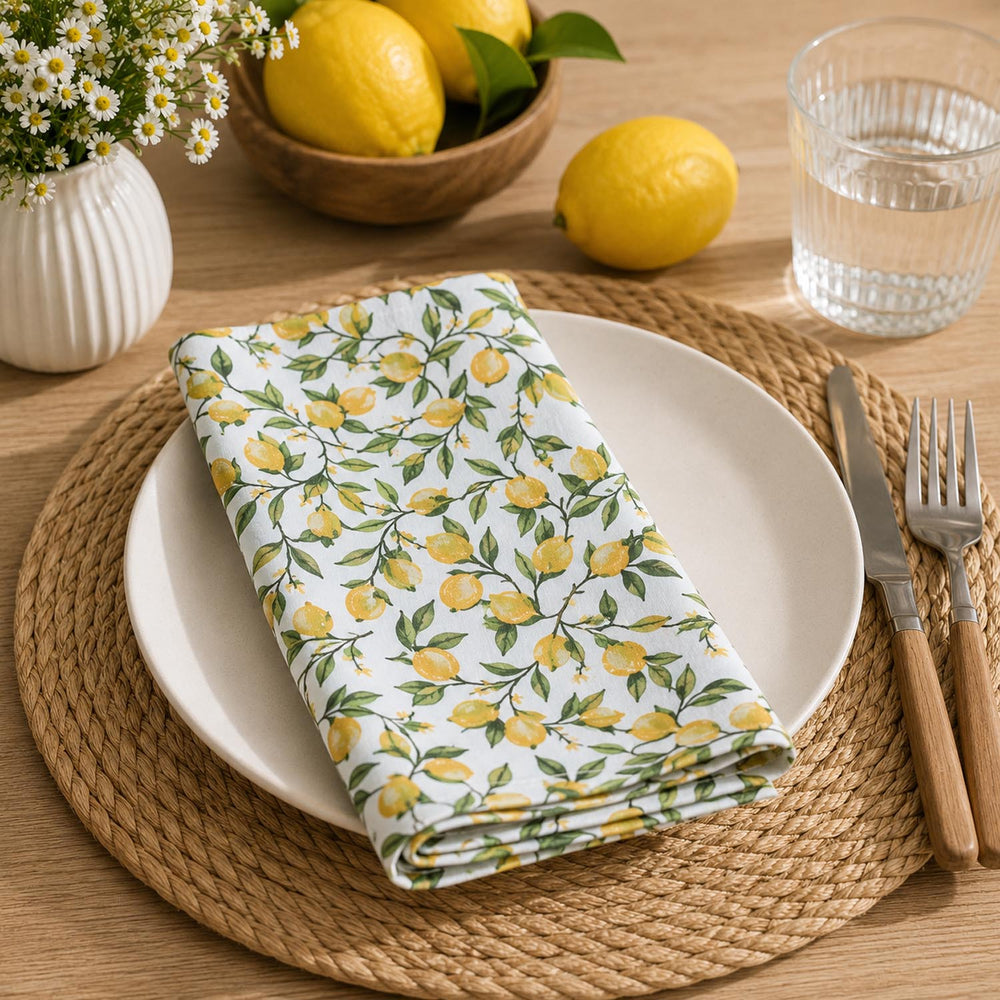 Lemon Lush Cotton Napkin Set of 4- Multicolor