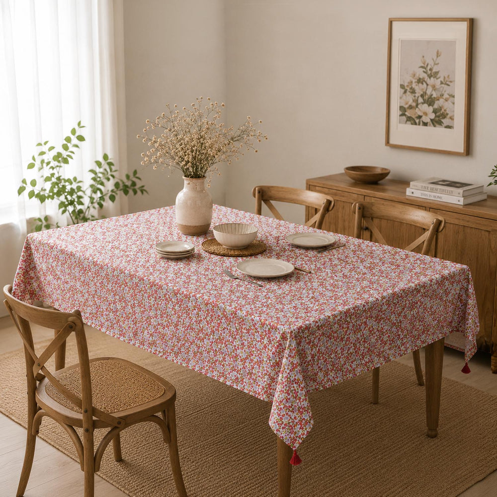 Floral Cotton 4 Seater Table Cover- Multicolor