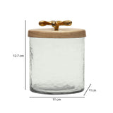 Glass Serving Jar with Golden Branch Small- Beige and Gold