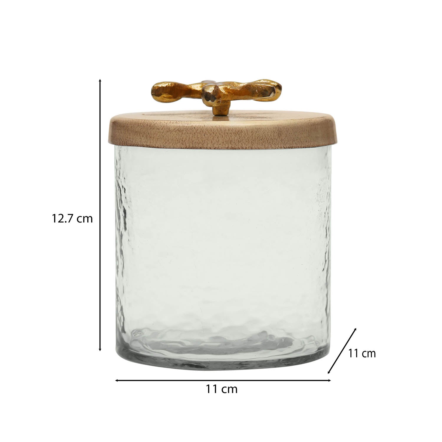 Glass Serving Jar with Golden Branch Small- Beige and Gold
