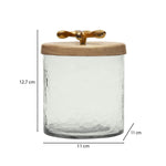 Glass Serving Jar with Golden Branch Small- Beige and Gold