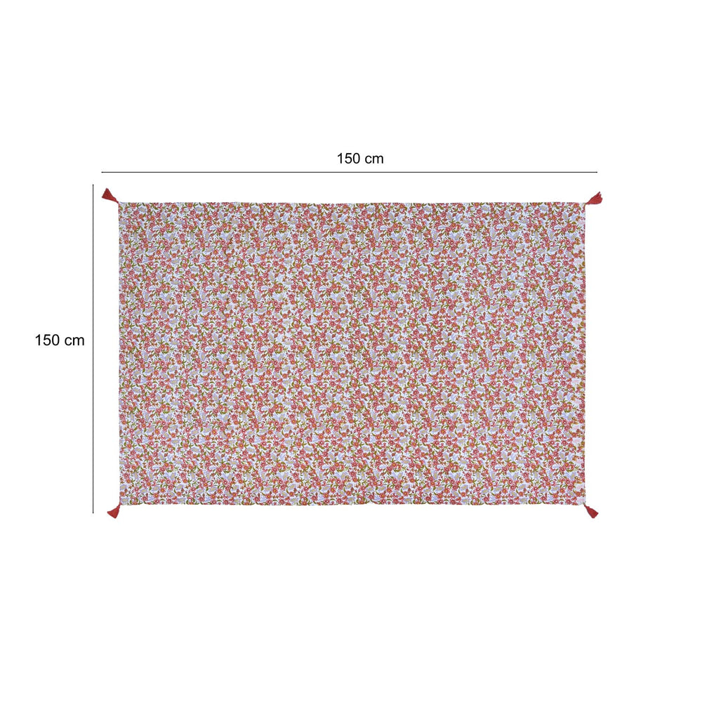Floral Cotton 4 Seater Table Cover- Multicolor