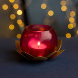 Decorative Mini Lotus Votive Candle Stand- Pink