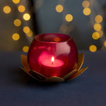 Decorative Mini Lotus Votive Candle Stand- Pink