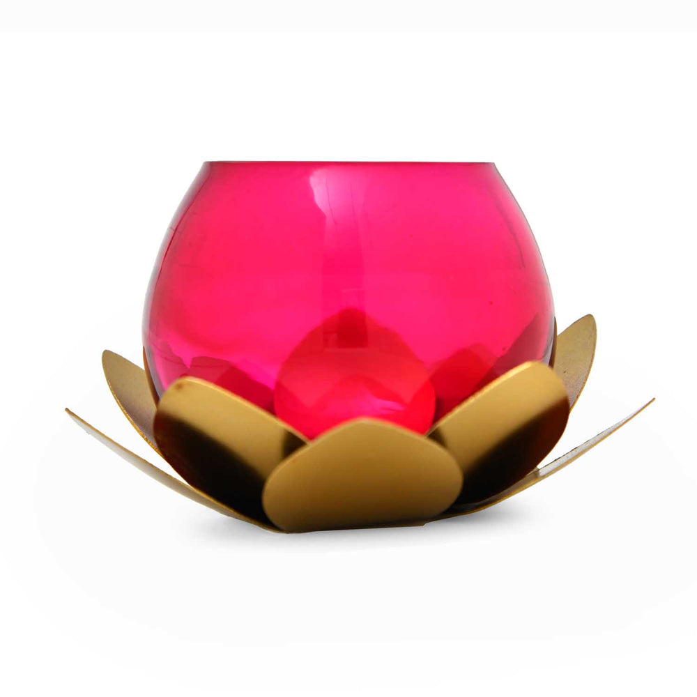Decorative Mini Lotus Votive Candle Holder- Pink