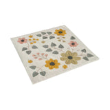 Floral Embroidery Cotton Square Trivets- Beige & Green