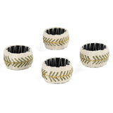 Palm Tree Embroidery Napkin Rings Set of 4- Beige and Brown