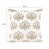 Multi Lotus Pattern Fabric Cushion Cover- Off-white