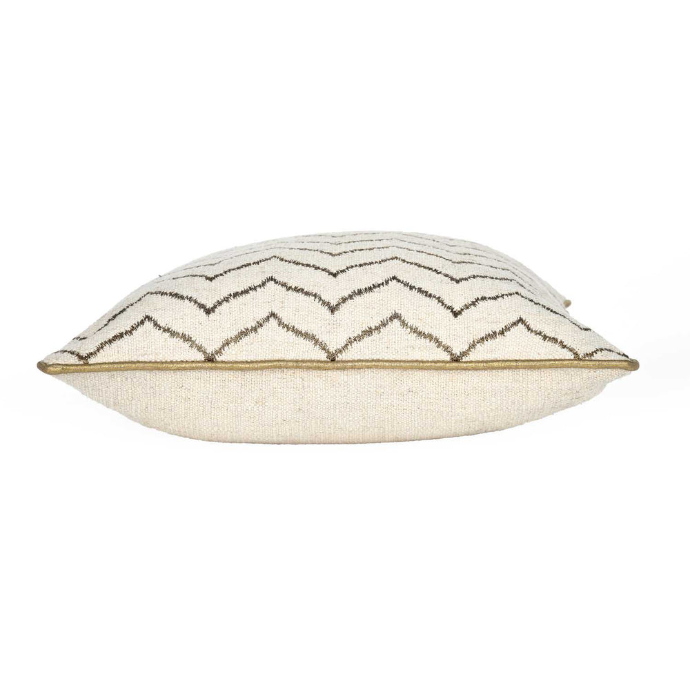 Zigzag Pattern Cushion Cover- Beige and Gold