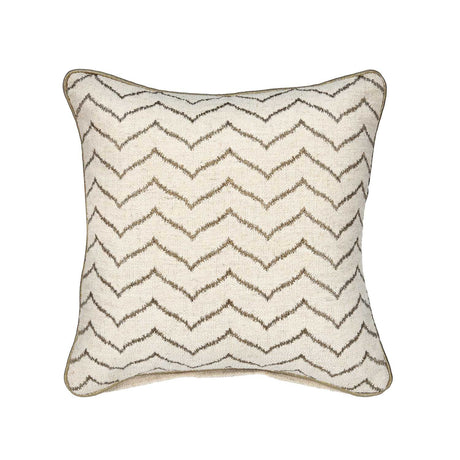 Zigzag Pattern Cushion Cover- Beige and Gold