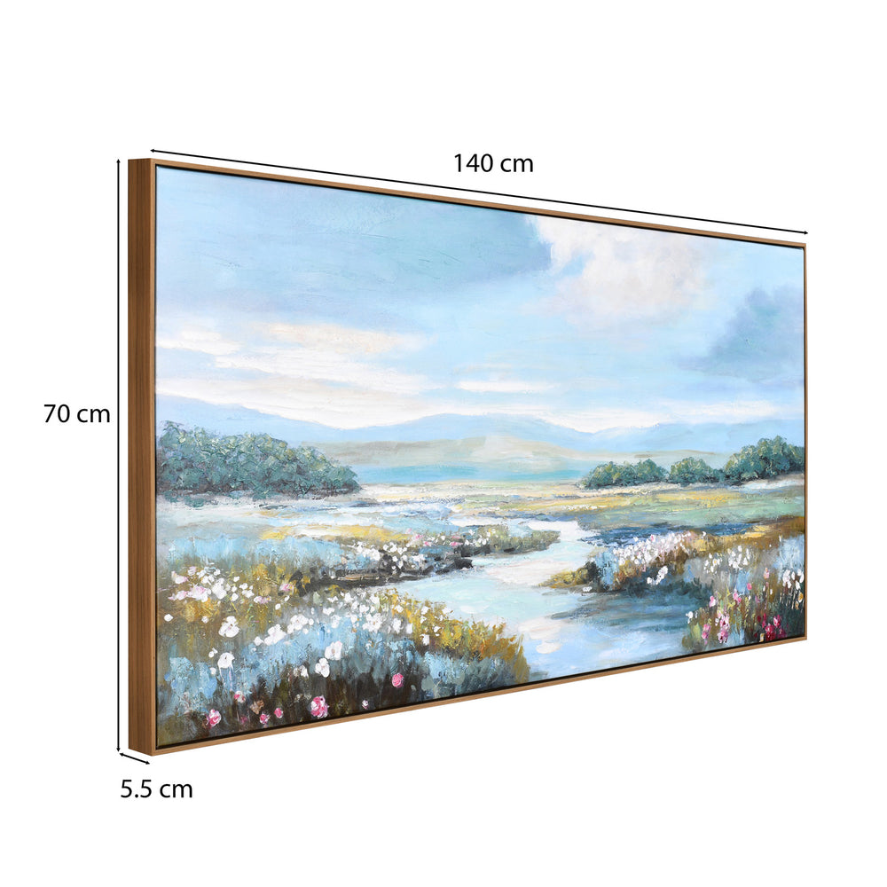Nature Canvas Wall Painting (Blue & Green)