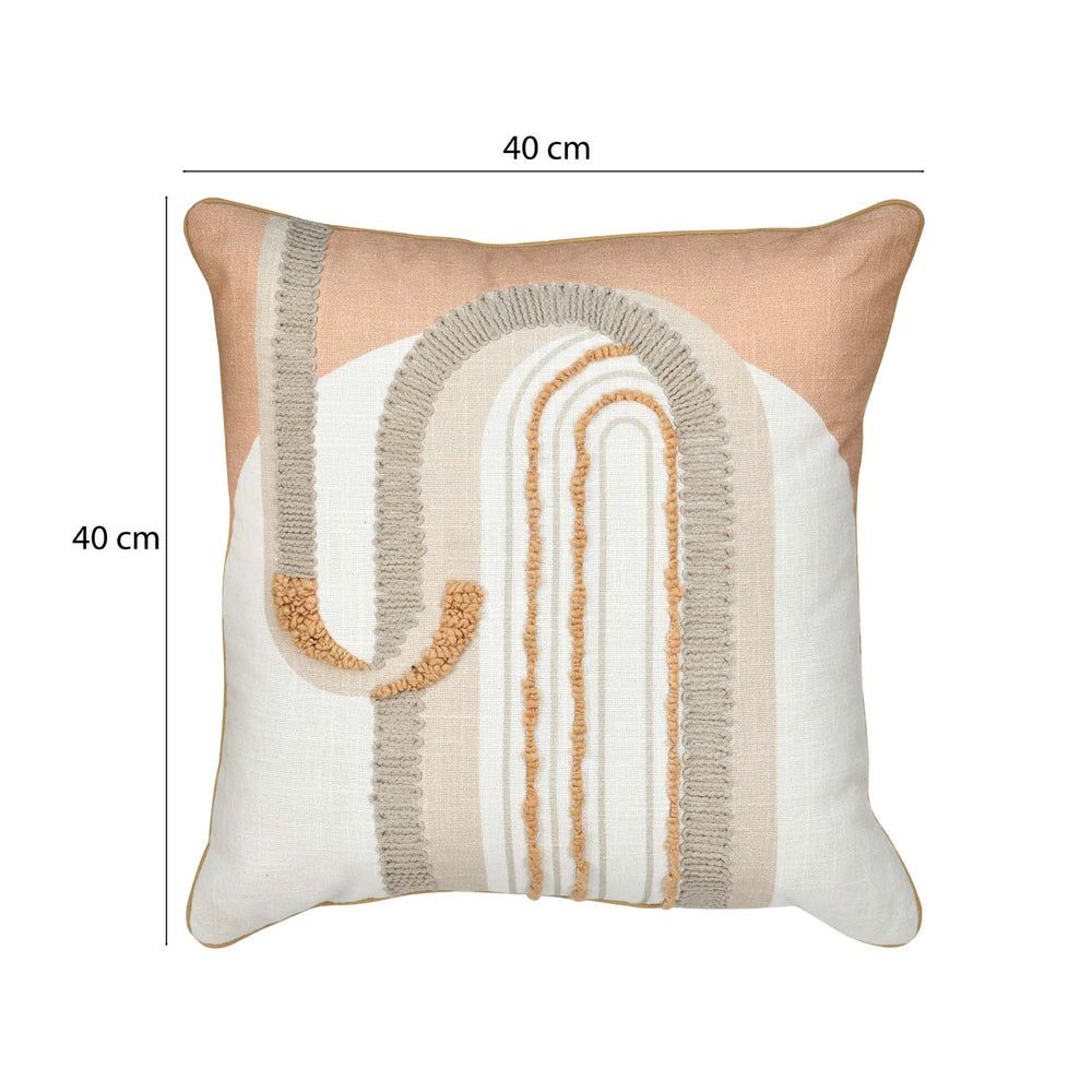 Tufting Arch Cotton Cushion Cover- Beige and Grey