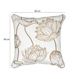 Multi Lotus Bloom Pattern Fabric Cushion Cover- Off-white
