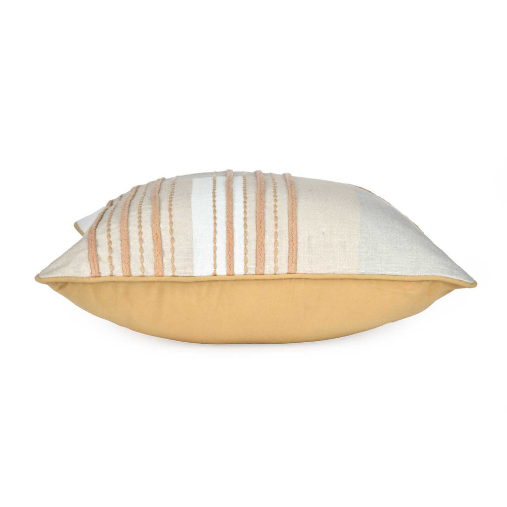 Dual Line Arch Cotton Cushion Cover- Beige and Grey