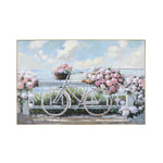 Flowers and Bicycle Canvas Wall Painting (Multicolor)