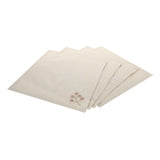 Floral Embroidery Cotton Table Napkins Set of 4- Beige and Green