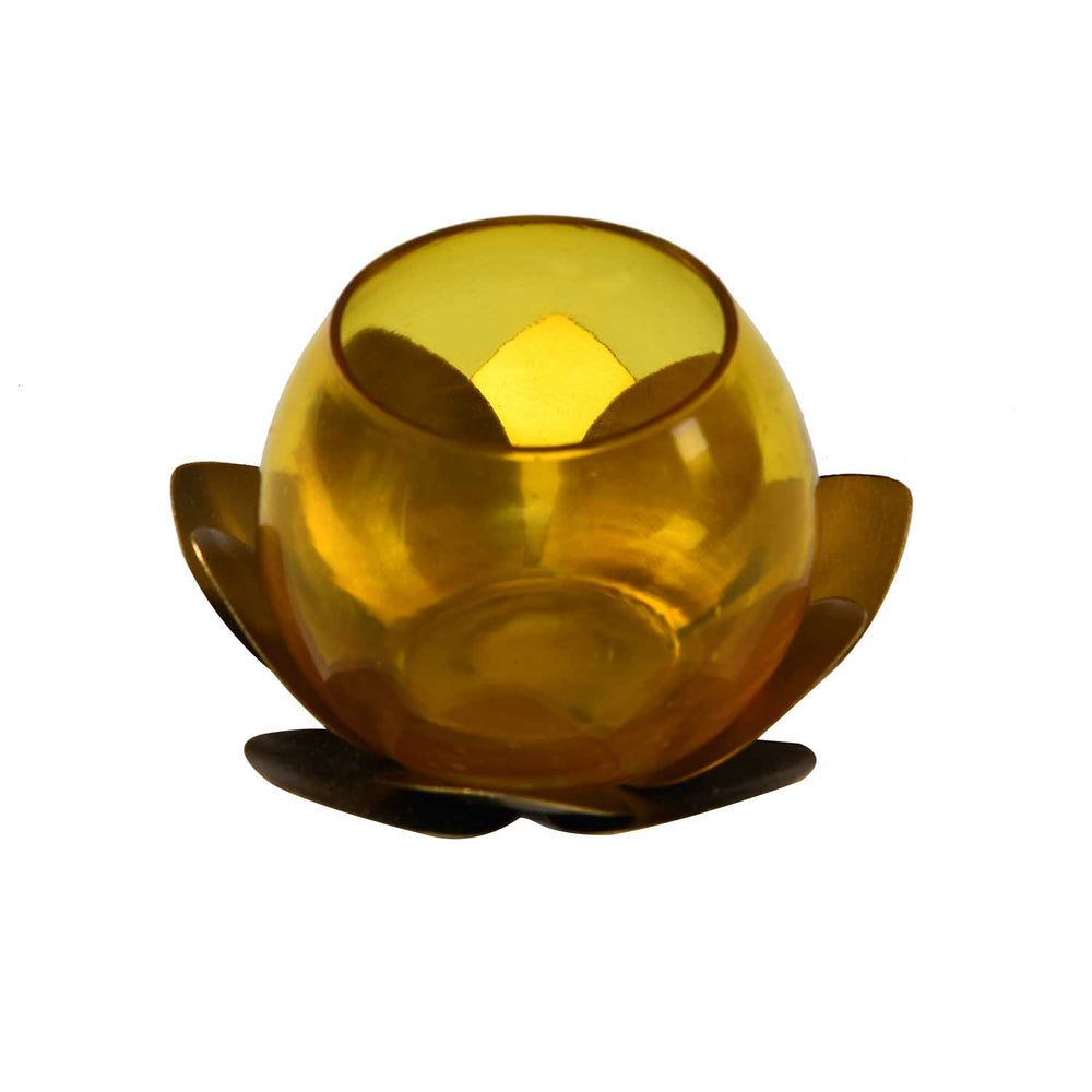 Decorative Mini Lotus Votive Candle Holder- Yellow