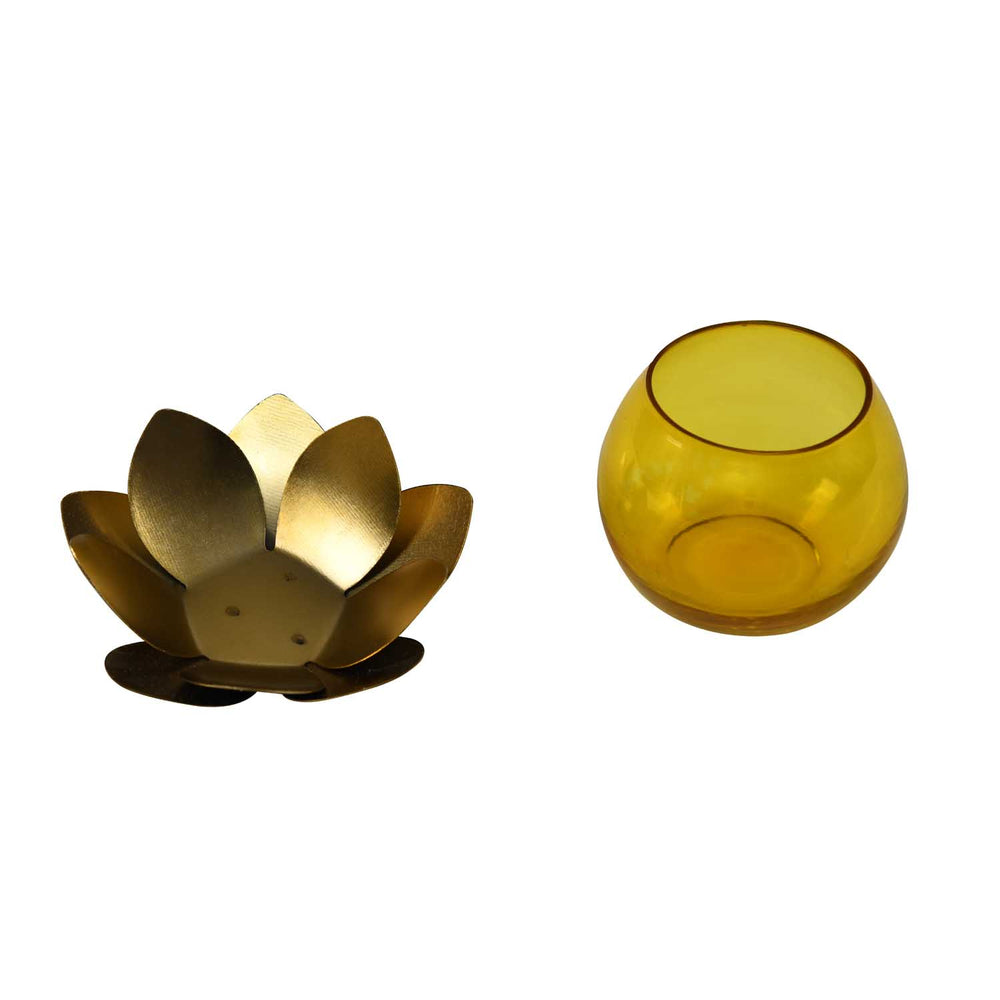 Decorative Mini Lotus Votive Candle Holder- Yellow